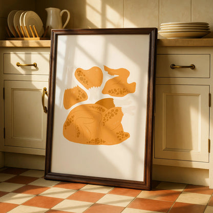 Roast Chicken Kitchen Wall Art Print, Food Poster, Cooking Art, Modern Kitchen Decor
