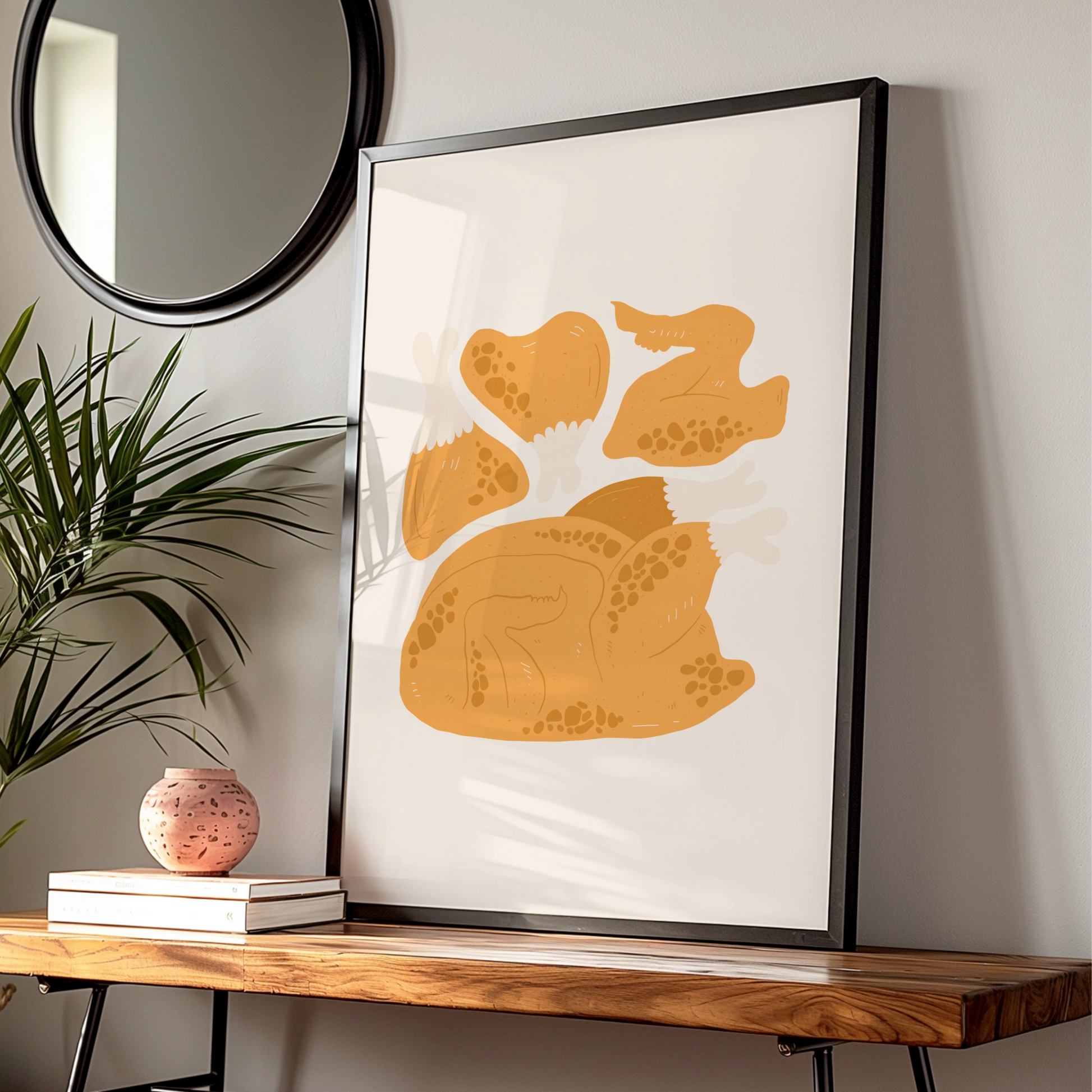 Roast Chicken Kitchen Wall Art Print, Food Poster, Cooking Art, Modern Kitchen Decor
