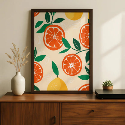 Citrus Kitchen Wall Art, Orange Lemon Print, Fruit Poster, Colourful Kitchen Decor
