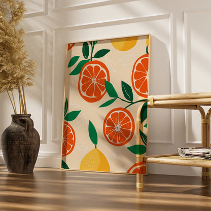 Citrus Kitchen Wall Art, Orange Lemon Print, Fruit Poster, Colourful Kitchen Decor