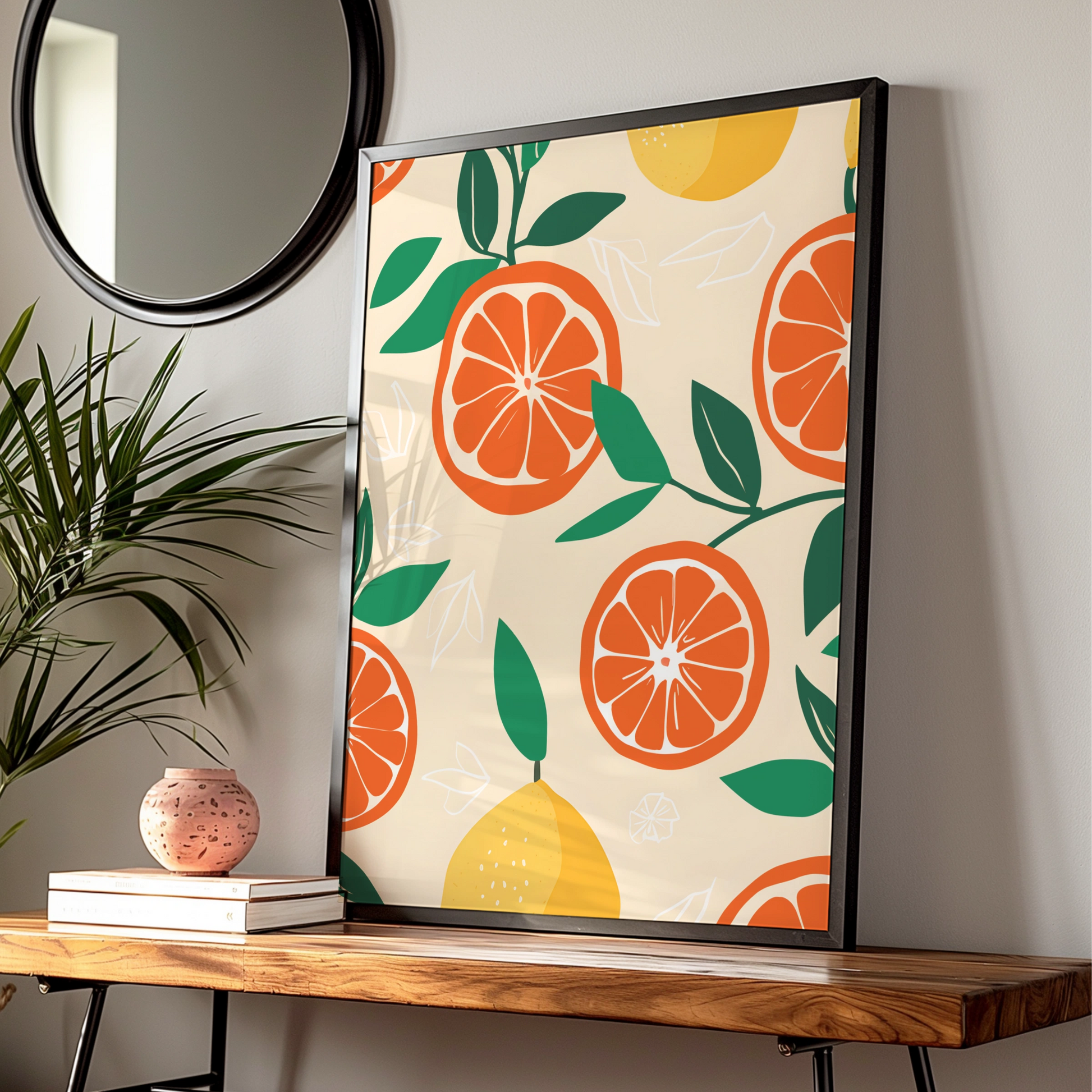 Citrus Kitchen Wall Art, Orange Lemon Print, Fruit Poster, Colourful Kitchen Decor