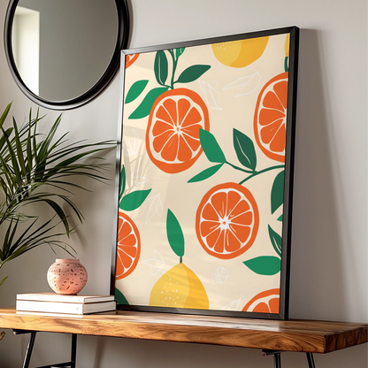 Citrus Kitchen Wall Art, Orange Lemon Print, Fruit Poster, Colourful Kitchen Decor
