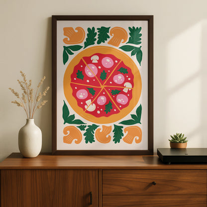 Pizza Kitchen Wall Art Print, Colourful Food Poster, Italian Dining Room Decor