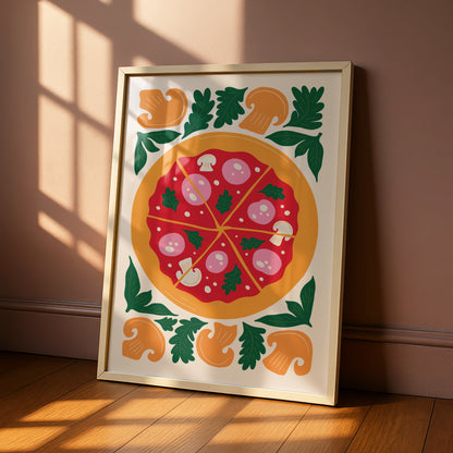 Pizza Kitchen Wall Art Print, Colourful Food Poster, Italian Dining Room Decor