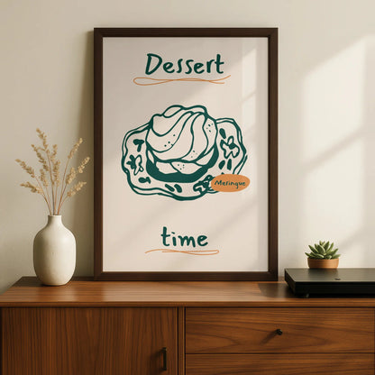 Meringue Kitchen Art Print, Dessert Time Poster, Baking Wall Art, Food Illustration Print