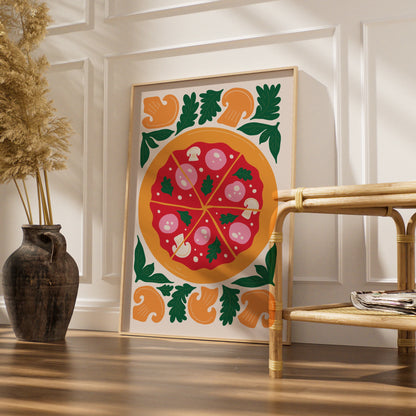 Pizza Kitchen Wall Art Print, Colourful Food Poster, Italian Dining Room Decor