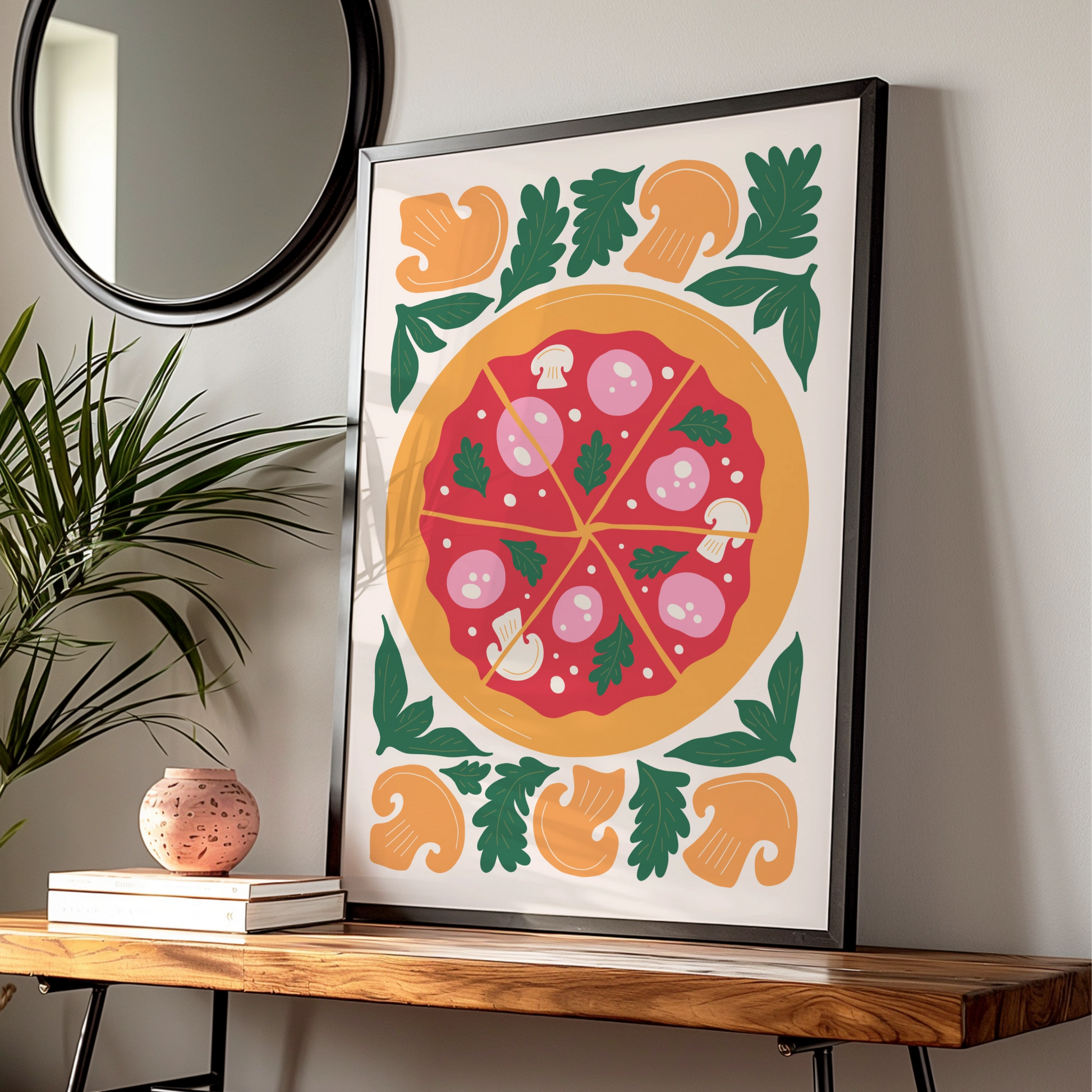Pizza Kitchen Wall Art Print, Colourful Food Poster, Italian Dining Room Decor