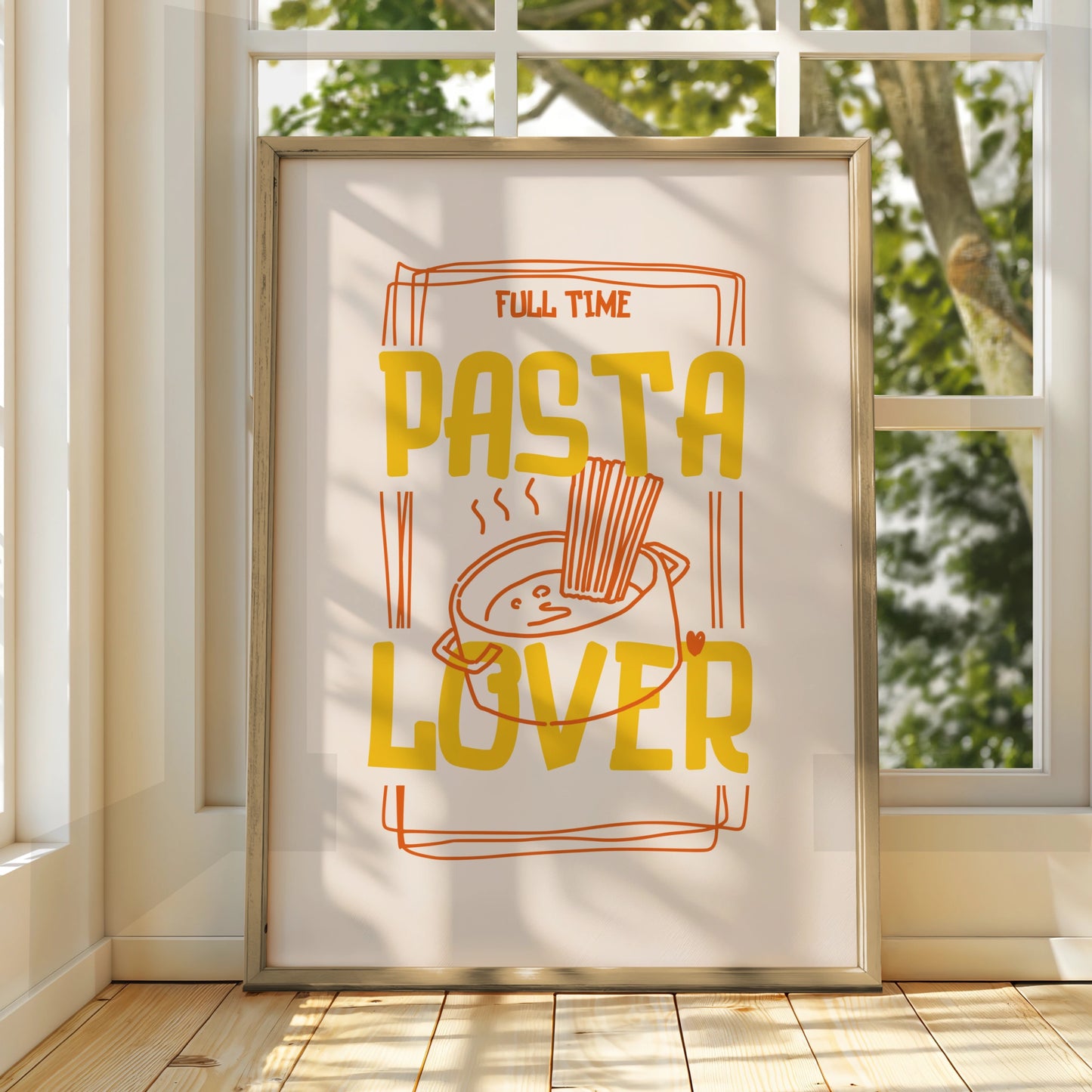 Pasta Lover Kitchen Wall Art, Funny Food Print, Italian Cuisine Poster, Chef Gift