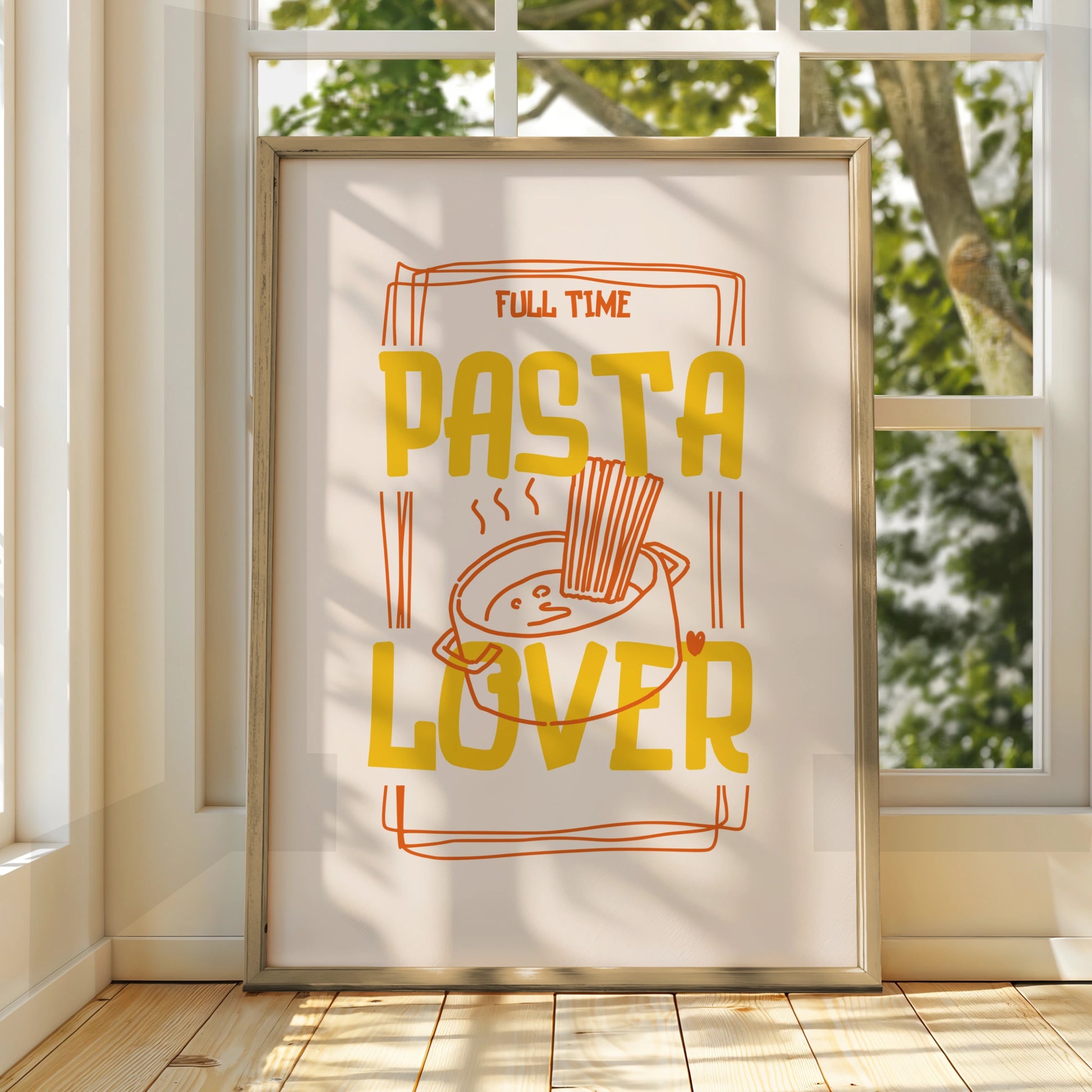 Pasta Lover Kitchen Wall Art, Funny Food Print, Italian Cuisine Poster, Chef Gift