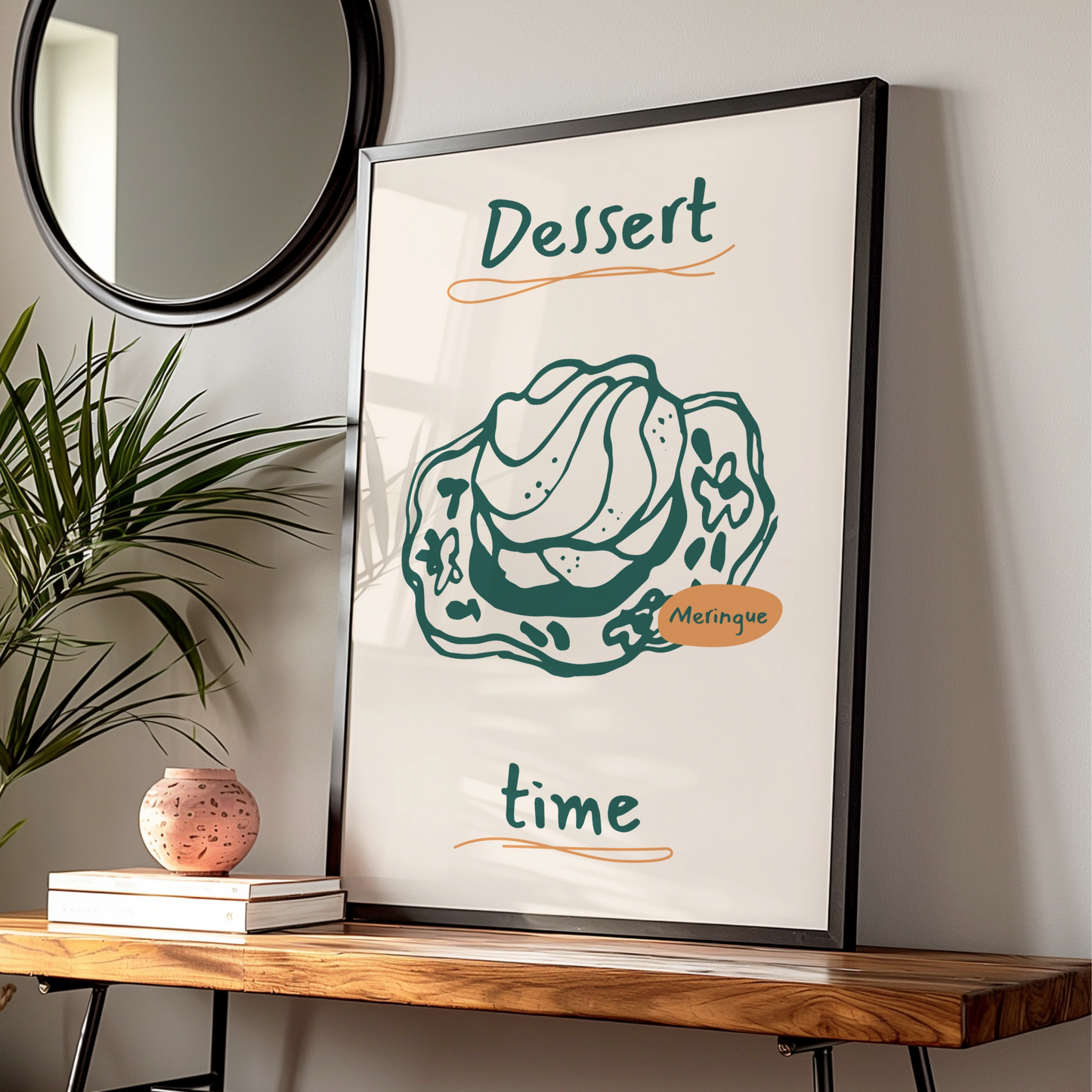 Meringue Kitchen Art Print, Dessert Time Poster, Baking Wall Art, Food Illustration Print