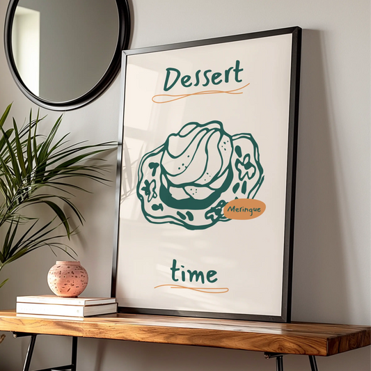 Meringue Kitchen Art Print, Dessert Time Poster, Baking Wall Art, Food Illustration Print