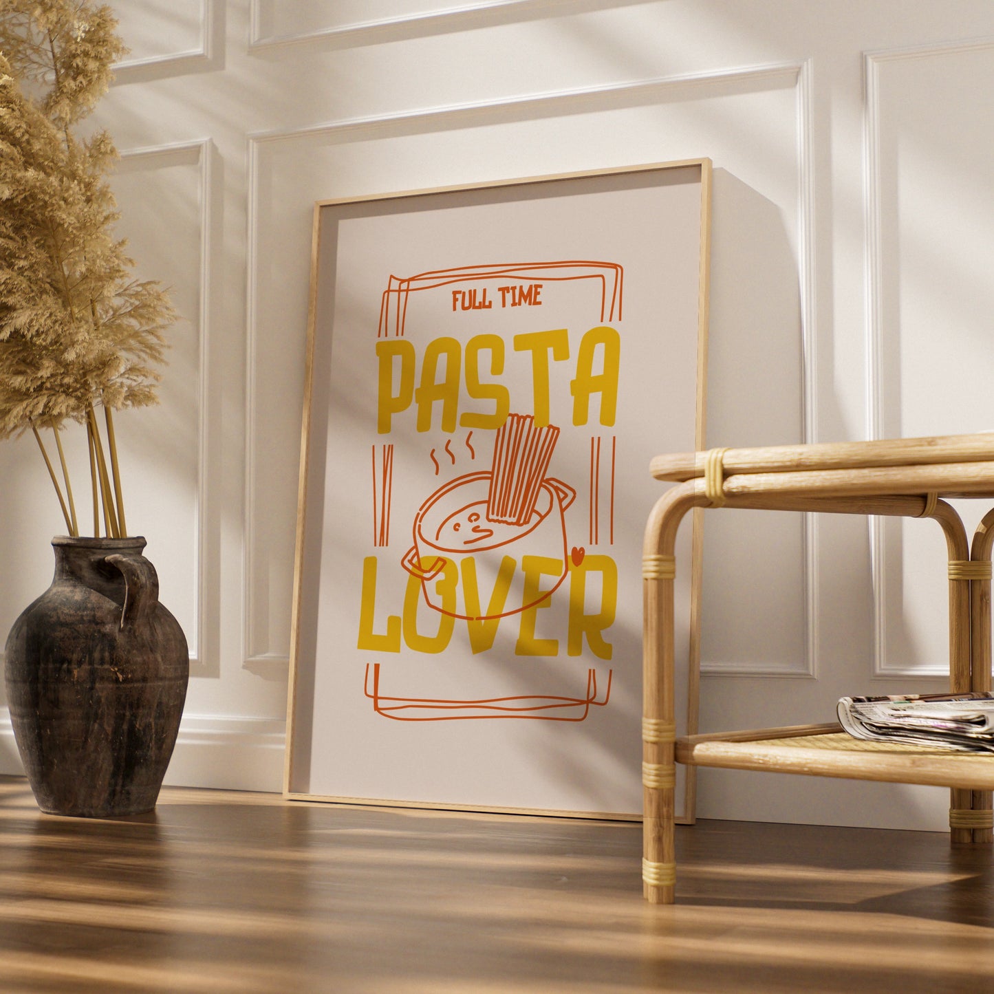 Pasta Lover Kitchen Wall Art, Funny Food Print, Italian Cuisine Poster, Chef Gift