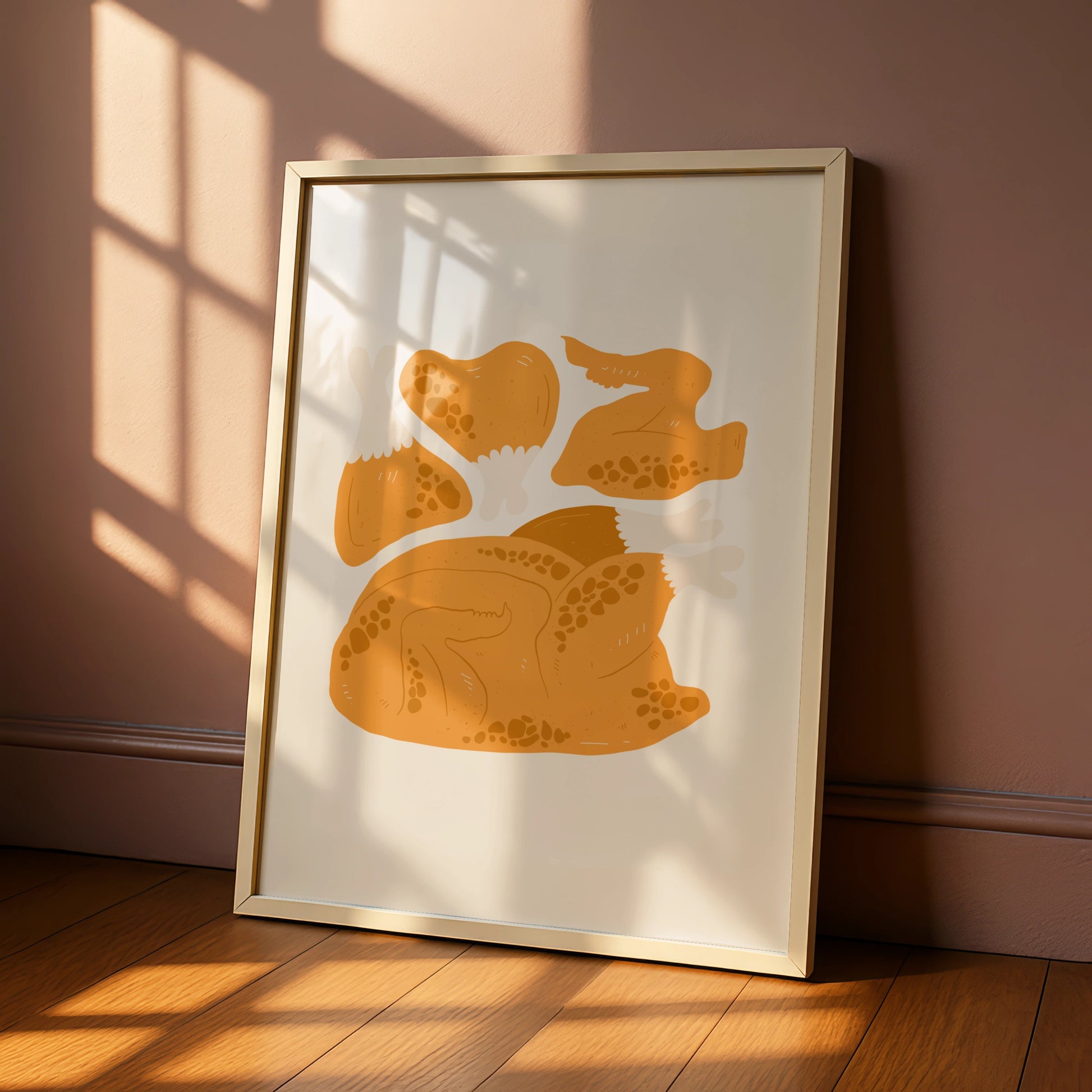 Roast Chicken Kitchen Wall Art Print, Food Poster, Cooking Art, Modern Kitchen Decor