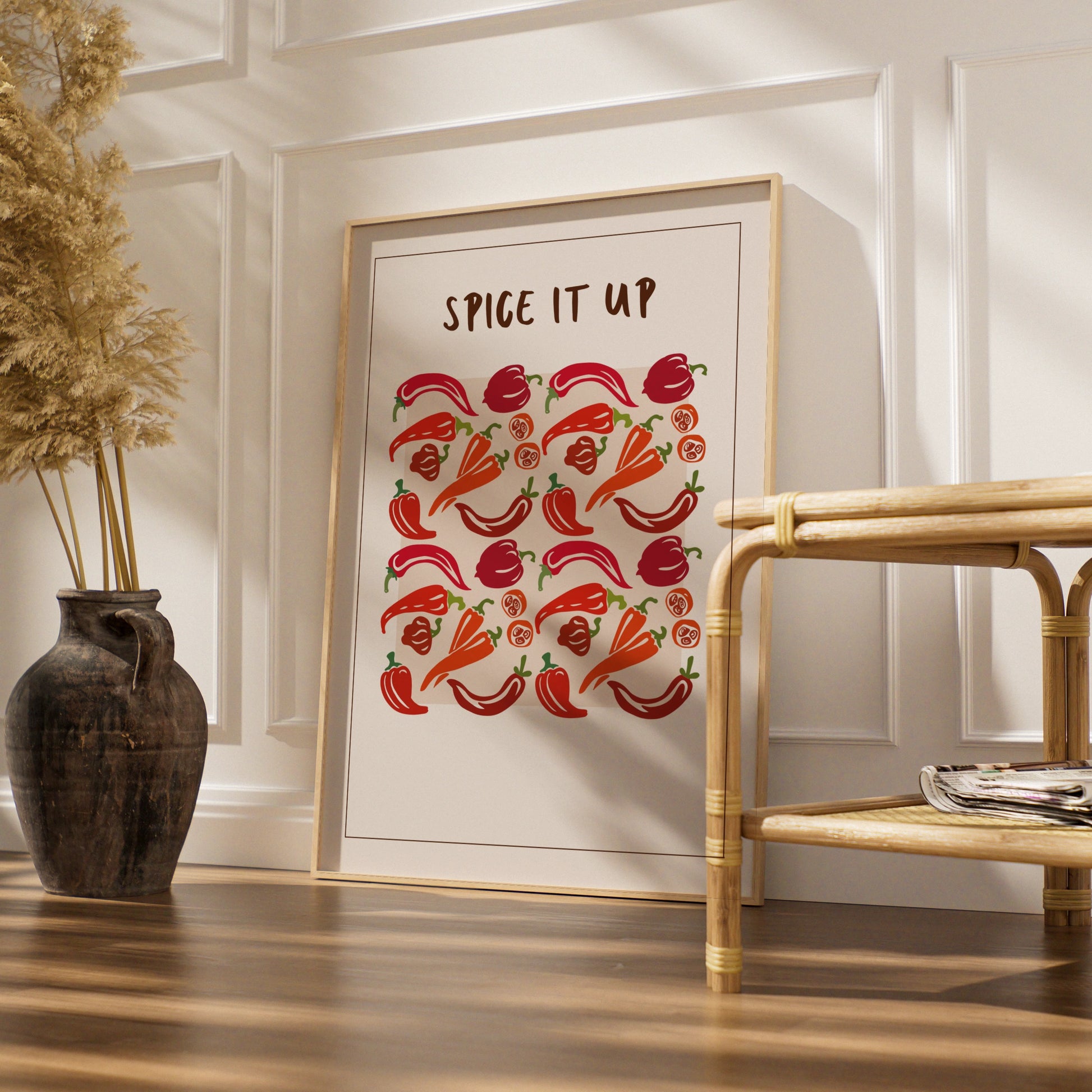 Spice It Up Chilli Pepper Kitchen Print, Red Pepper Wall Art, Food Poster