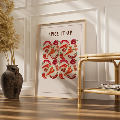 Spice It Up Chilli Pepper Kitchen Print, Red Pepper Wall Art, Food Poster