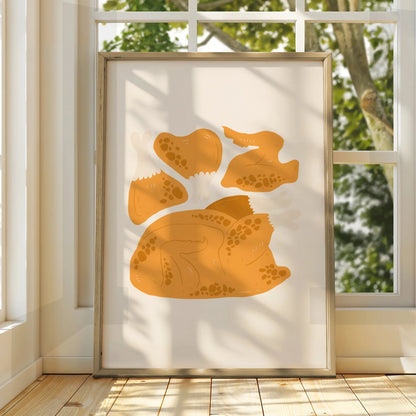Roast Chicken Kitchen Wall Art Print, Food Poster, Cooking Art, Modern Kitchen Decor