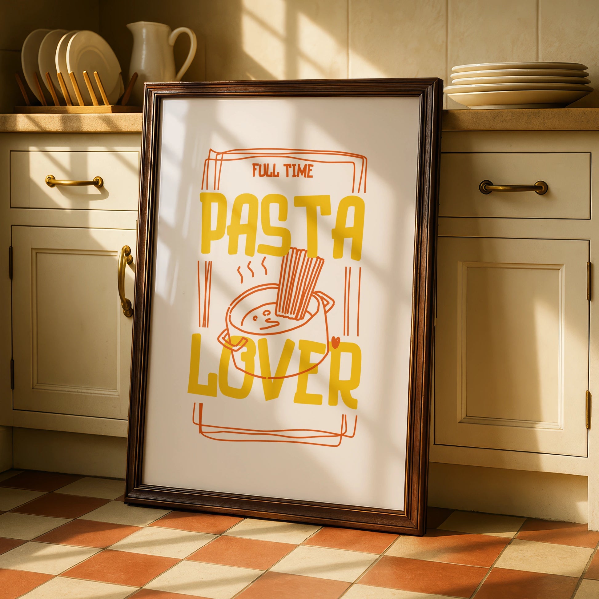 Pasta Lover Kitchen Wall Art, Funny Food Print, Italian Cuisine Poster, Chef Gift