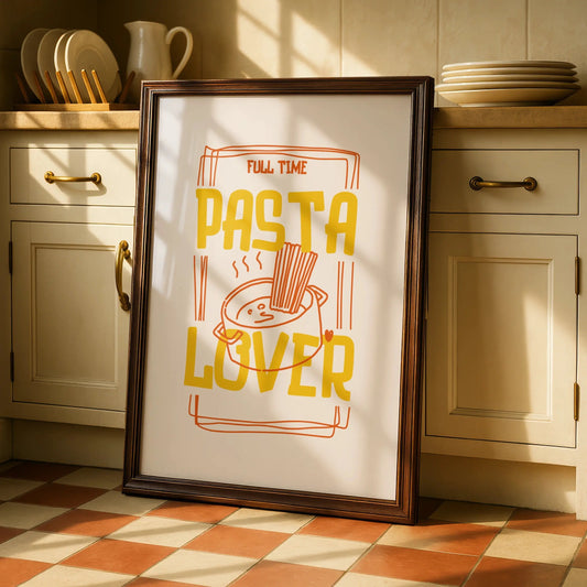 Pasta Lover Kitchen Wall Art, Funny Food Print, Italian Cuisine Poster, Chef Gift