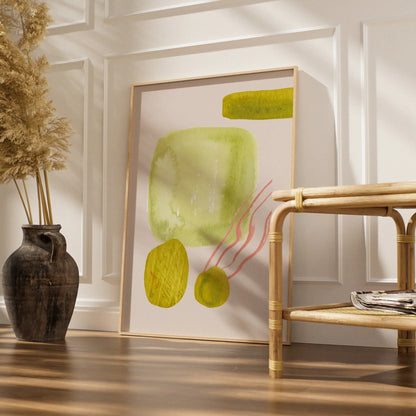 Kitchen Abstract Wall Art, Olive Green Pink Watercolour Print, Modern Kitchen Poster