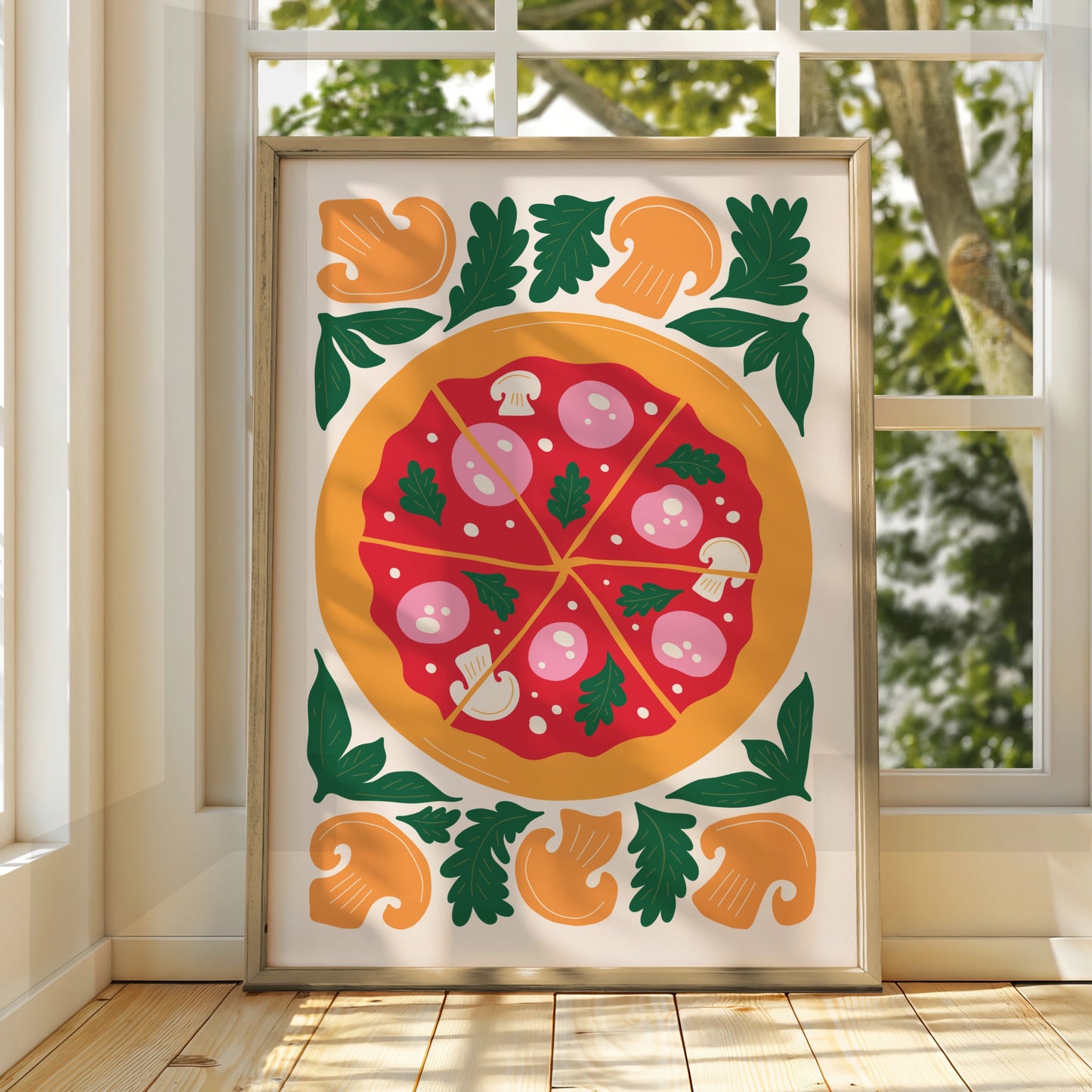 Pizza Kitchen Wall Art Print, Colourful Food Poster, Italian Dining Room Decor