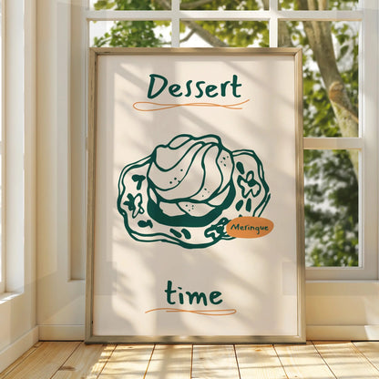 Meringue Kitchen Art Print, Dessert Time Poster, Baking Wall Art, Food Illustration Print
