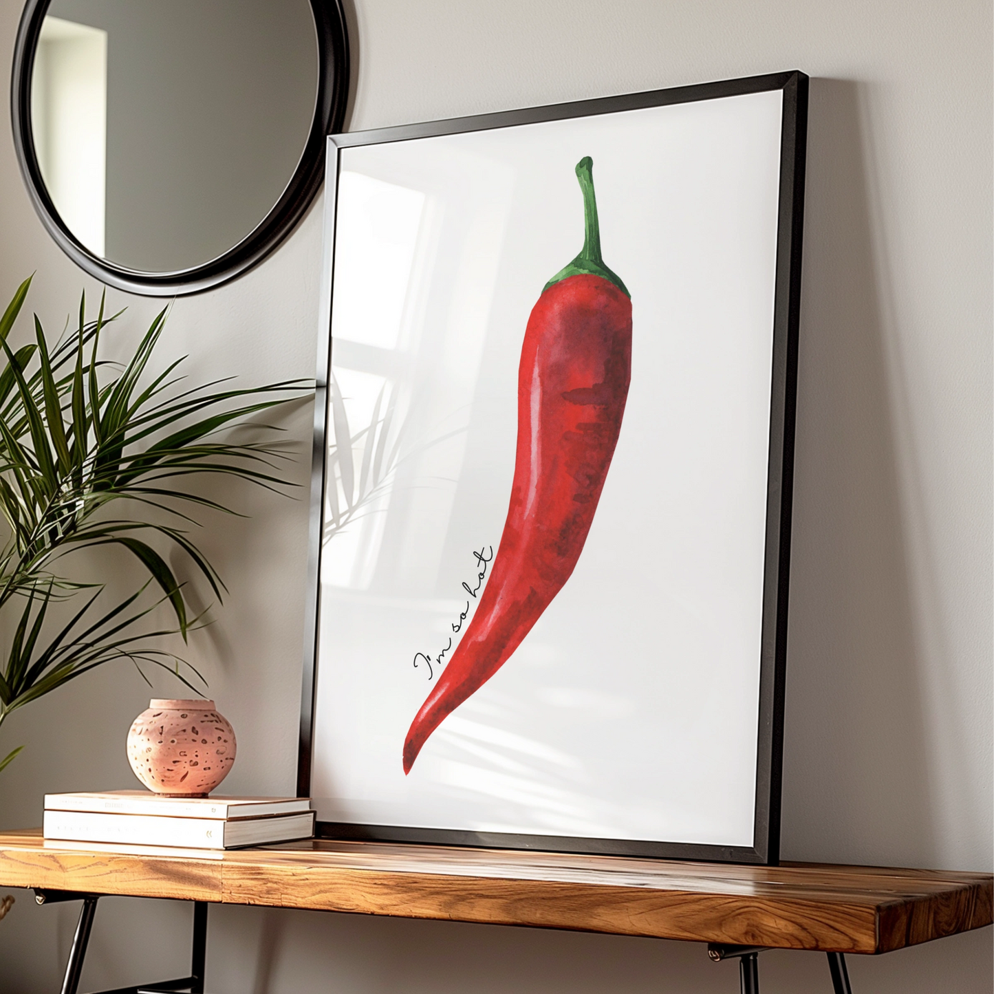 Red Chilli Pepper Kitchen Wall Art Print, Watercolour Food Poster, Funny Kitchen Decor