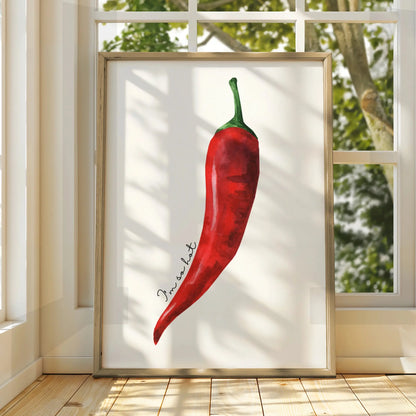 Red Chilli Pepper Kitchen Wall Art Print, Watercolour Food Poster, Funny Kitchen Decor