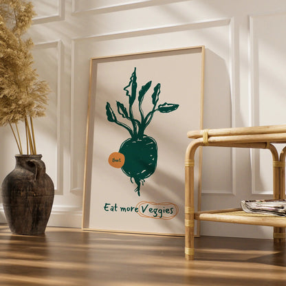 Beet Kitchen Wall Art, Eat More Veggies Poster, Vegetable Print, Minimalist Kitchen Decor