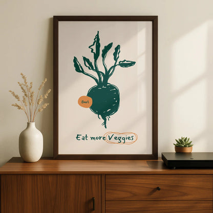 Beet Kitchen Wall Art, Eat More Veggies Poster, Vegetable Print, Minimalist Kitchen Decor