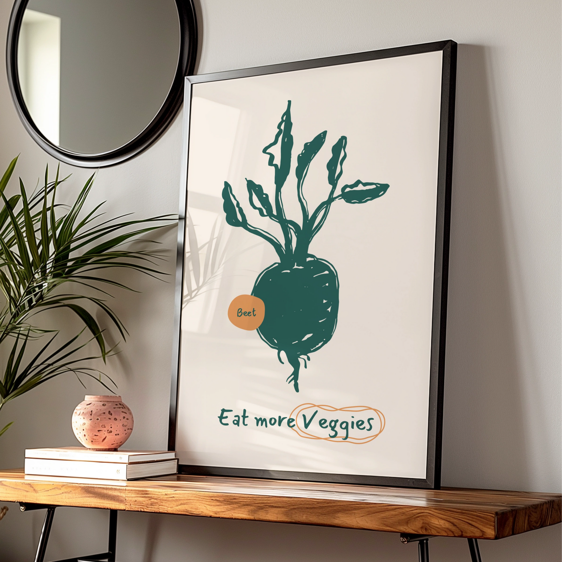 Beet Kitchen Wall Art, Eat More Veggies Poster, Vegetable Print, Minimalist Kitchen Decor