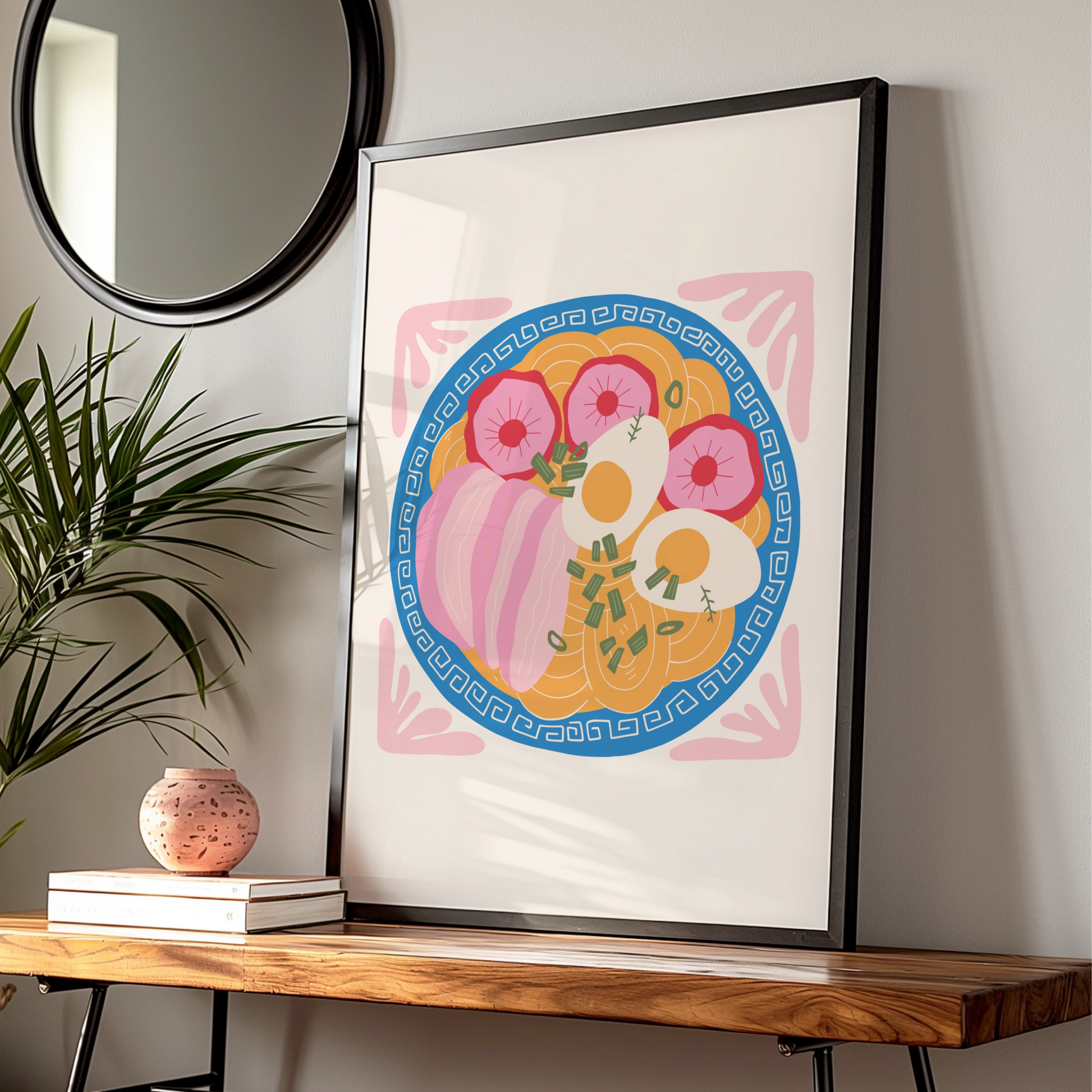 Ramen Bowl Kitchen Art Print, Japanese Noodle Poster, Colourful Food Wall Art