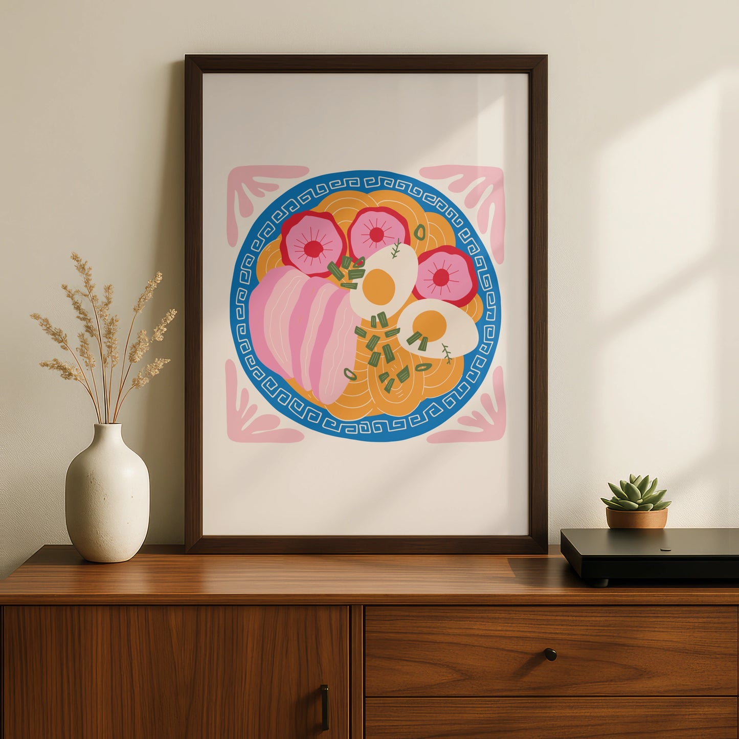 Ramen Bowl Kitchen Art Print, Japanese Noodle Poster, Colourful Food Wall Art