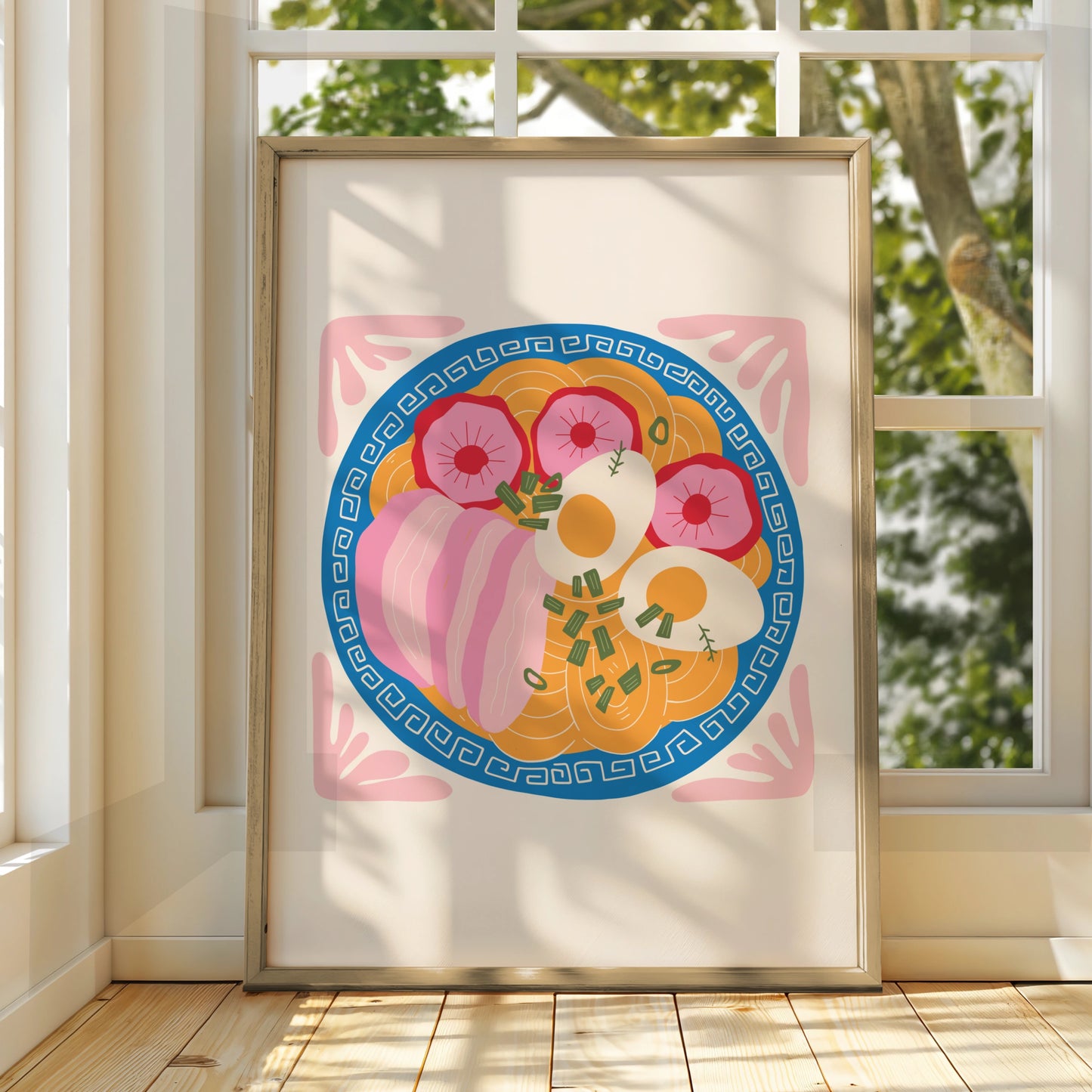 Ramen Bowl Kitchen Art Print, Japanese Noodle Poster, Colourful Food Wall Art