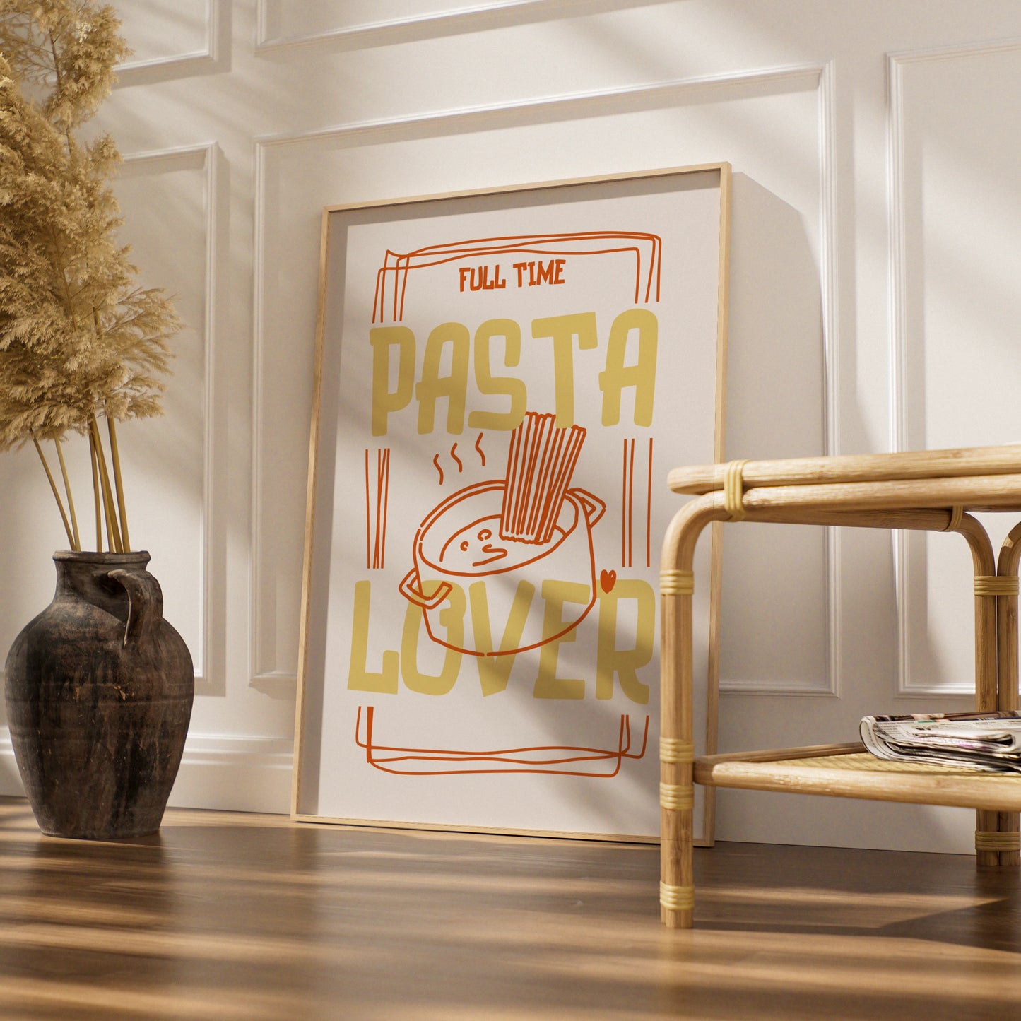 Pasta Lover Kitchen Wall Art Print, Funny Food Poster, Italian Kitchen Decor Gift