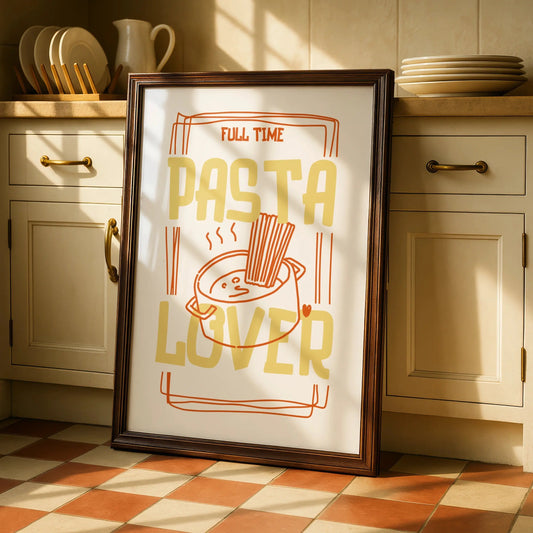 Pasta Lover Kitchen Wall Art Print, Funny Food Poster, Italian Kitchen Decor Gift