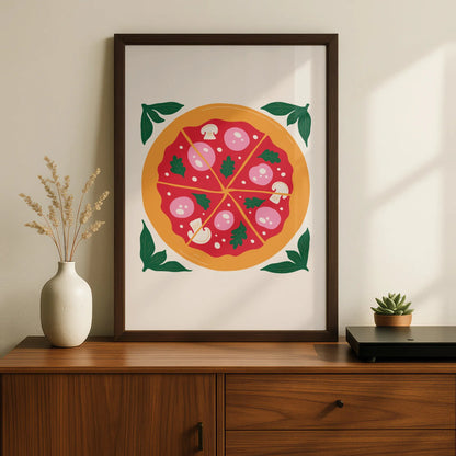 Pizza Kitchen Wall Art, Italian Food Poster, Colourful Kitchen Print, Pizza Lover Gift