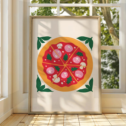 Pizza Kitchen Wall Art, Italian Food Poster, Colourful Kitchen Print, Pizza Lover Gift