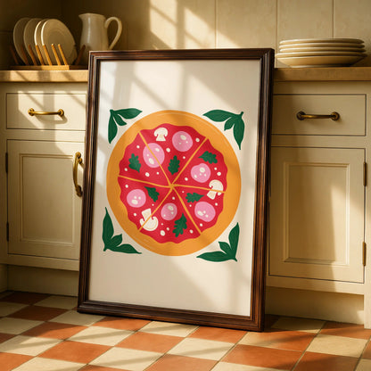 Pizza Kitchen Wall Art, Italian Food Poster, Colourful Kitchen Print, Pizza Lover Gift
