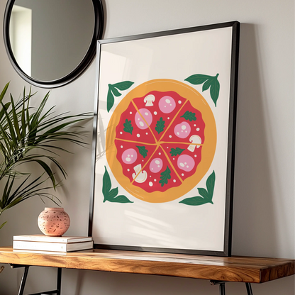 Pizza Kitchen Wall Art, Italian Food Poster, Colourful Kitchen Print, Pizza Lover Gift