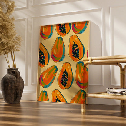 Papaya Kitchen Print, Tropical Fruit Wall Art, Colourful Food Poster, Kitchen Decor