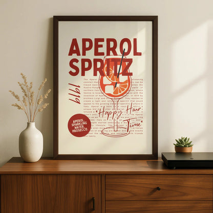 Aperol Spritz Kitchen Print, Cocktail Wall Art, Bar Cart Poster, Happy Hour Decor
