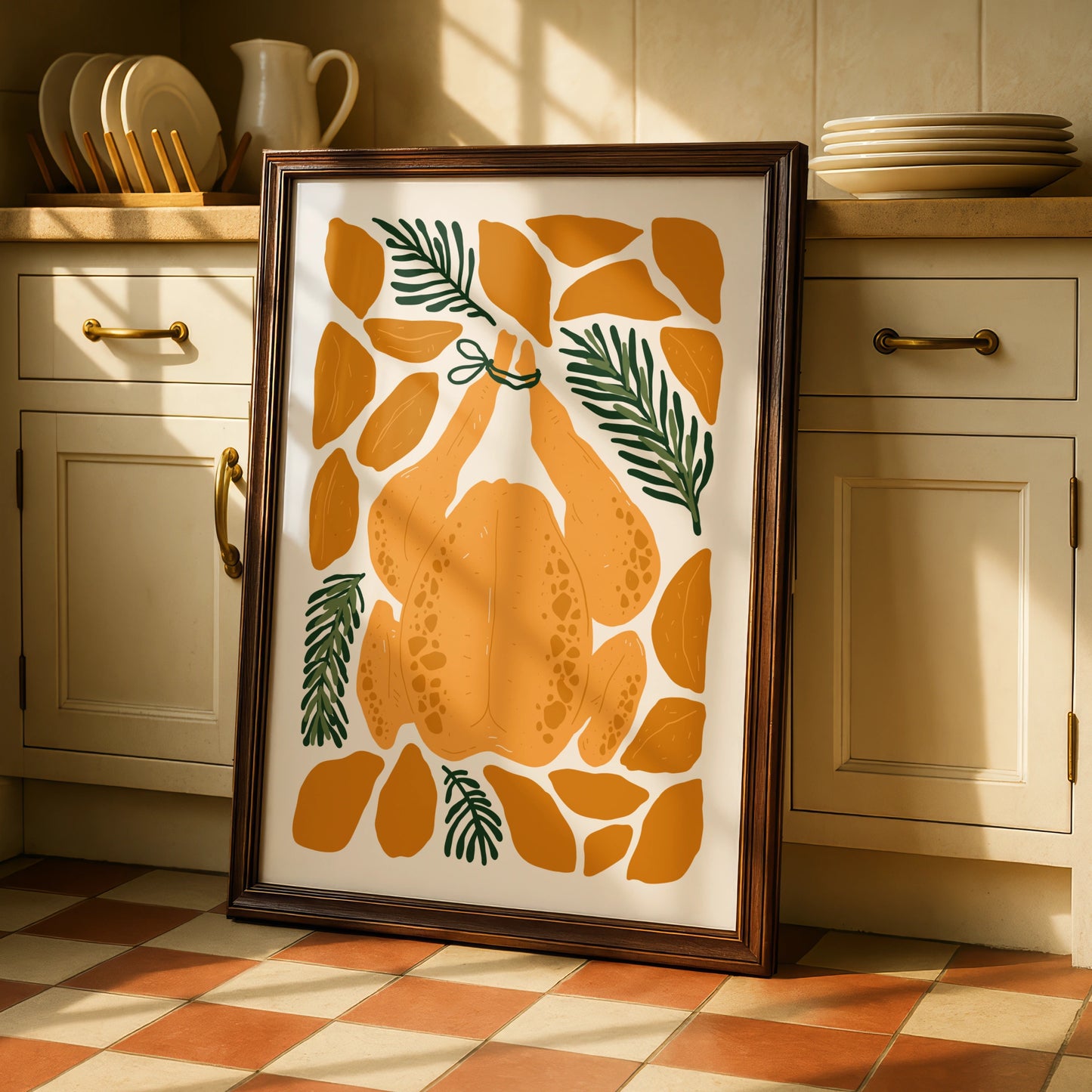 Roast Chicken Kitchen Print, Food Wall Art, Thanksgiving Poster, Cooking Lover Gift