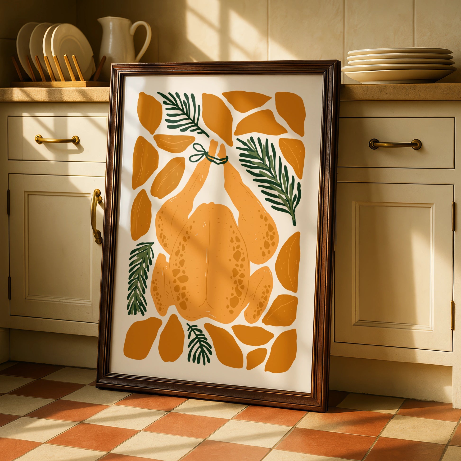 Roast Chicken Kitchen Print, Food Wall Art, Thanksgiving Poster, Cooking Lover Gift