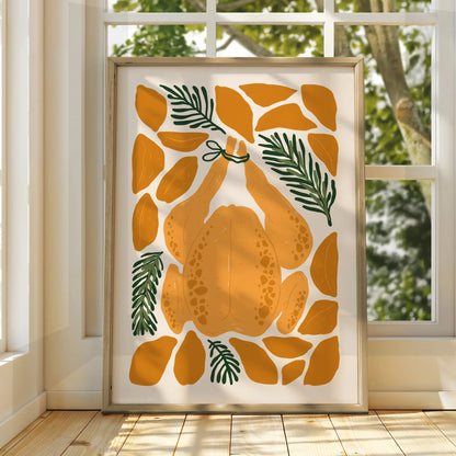 Roast Chicken Kitchen Print, Food Wall Art, Thanksgiving Poster, Cooking Lover Gift