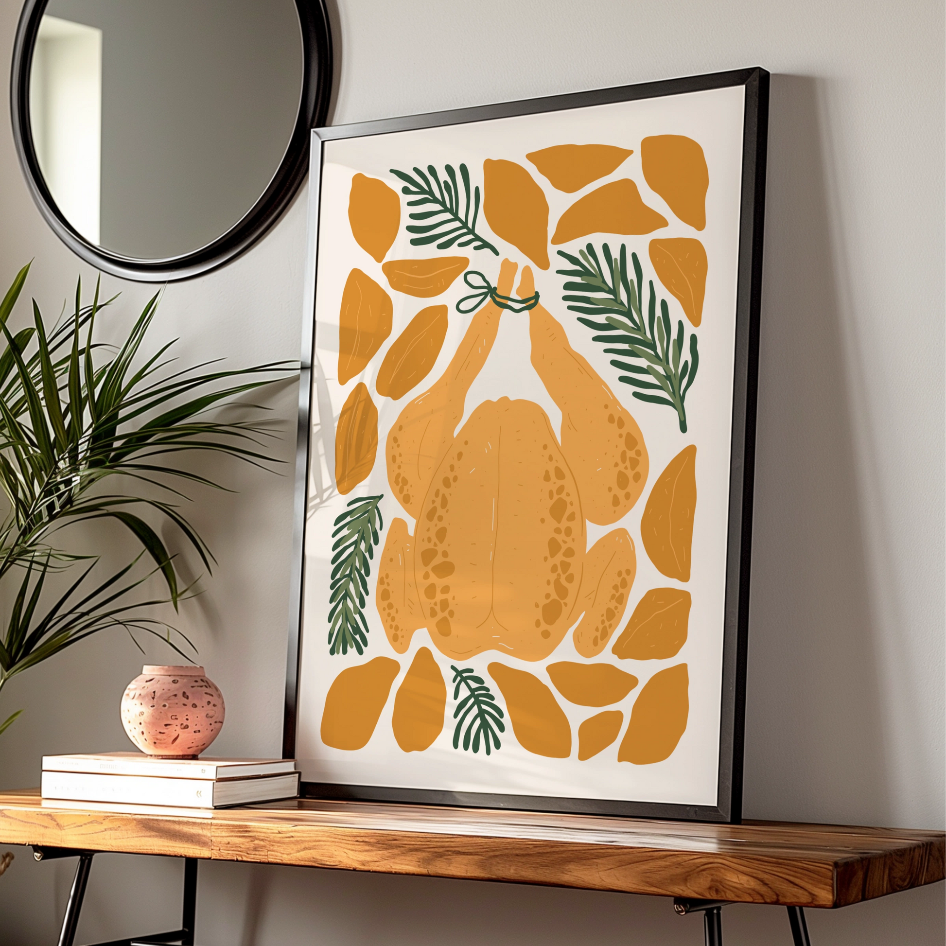 Roast Chicken Kitchen Print, Food Wall Art, Thanksgiving Poster, Cooking Lover Gift
