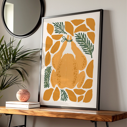 Roast Chicken Kitchen Print, Food Wall Art, Thanksgiving Poster, Cooking Lover Gift