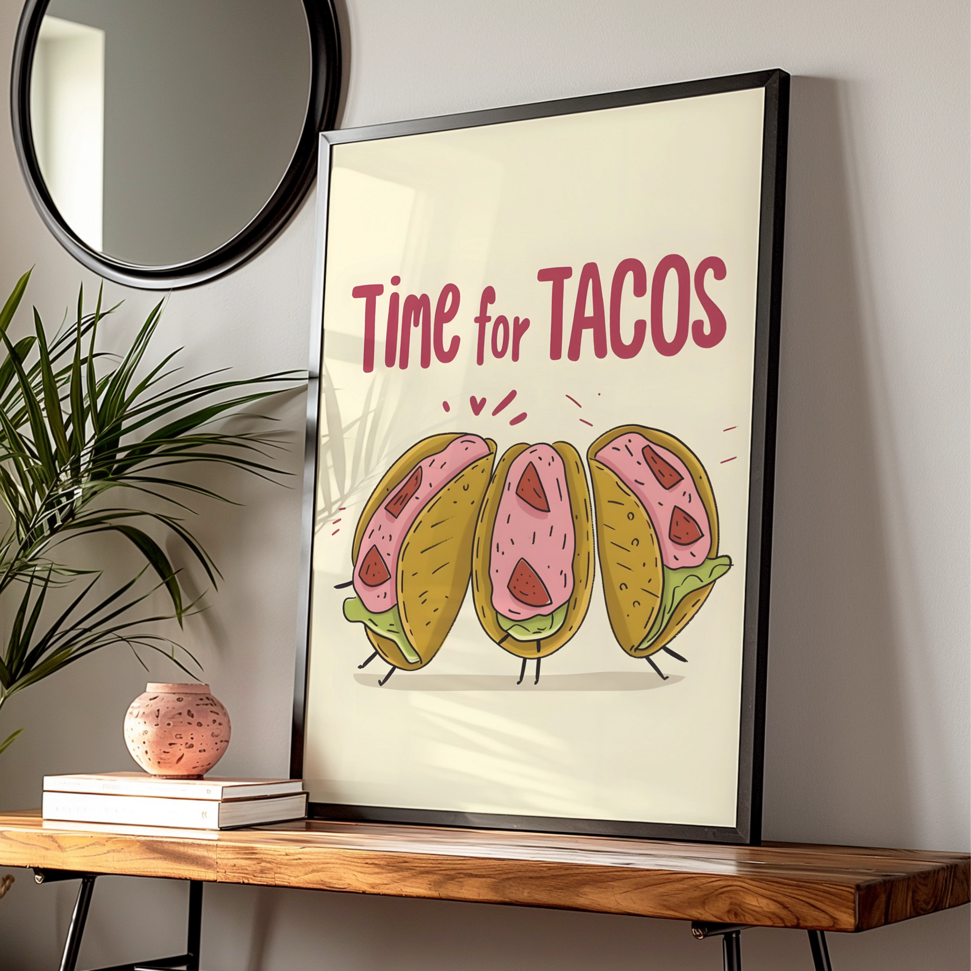 Time for Tacos Kitchen Wall Art, Funny Taco Print, Mexican Food Poster, Fun Kitchen Decor