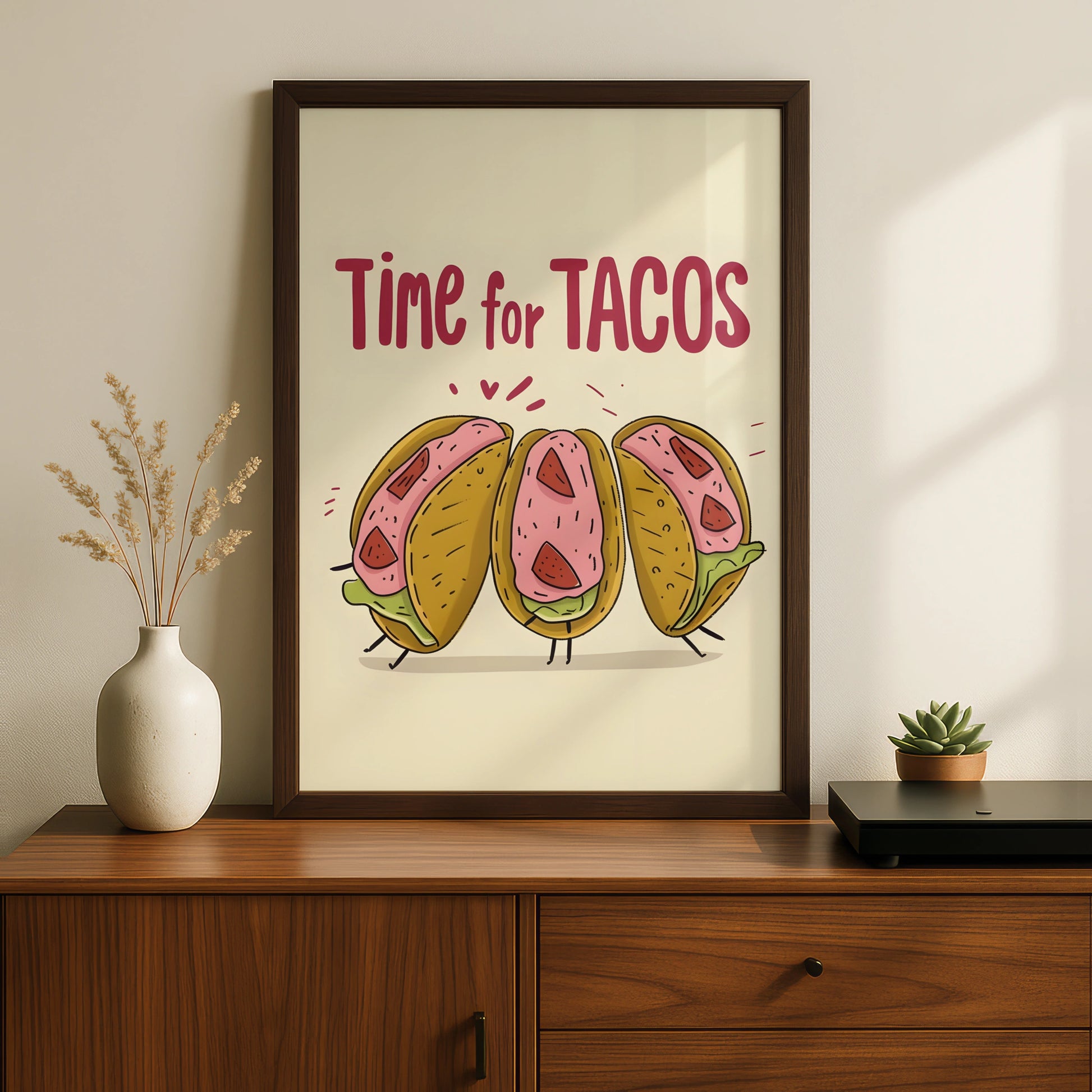 Time for Tacos Kitchen Wall Art, Funny Taco Print, Mexican Food Poster, Fun Kitchen Decor