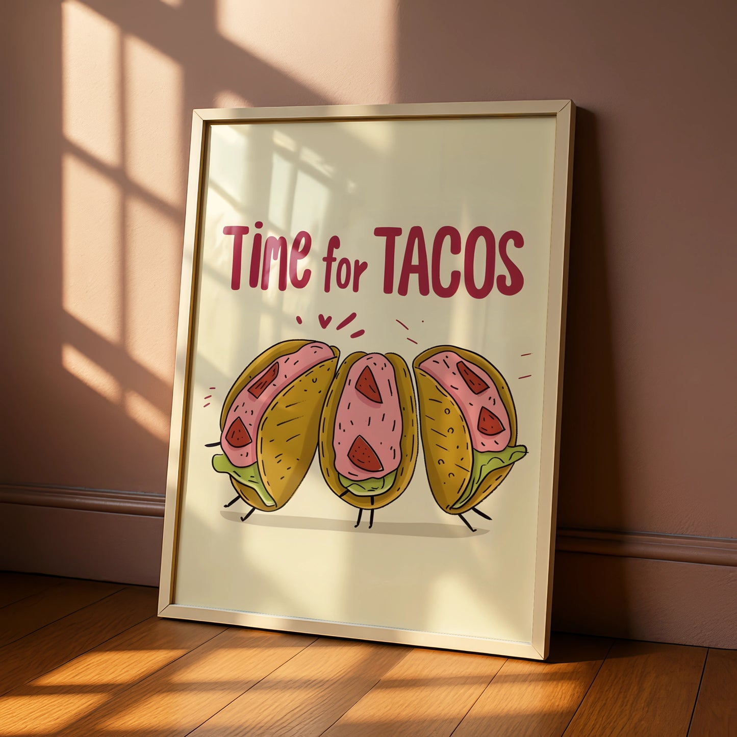 Time for Tacos Kitchen Wall Art, Funny Taco Print, Mexican Food Poster, Fun Kitchen Decor