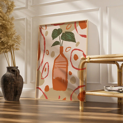 Terracotta Vase Kitchen Wall Art, Boho Plant Print, Earthy Tones Home Decor Poster